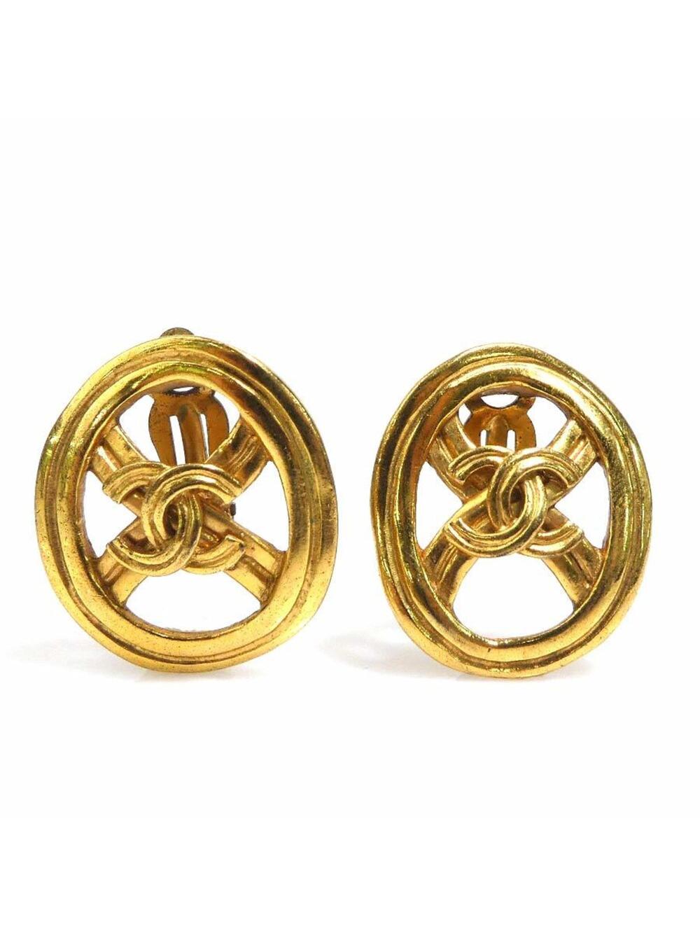 Chanel Cc Logo Clip-On Earrings Gold- #209360C65B